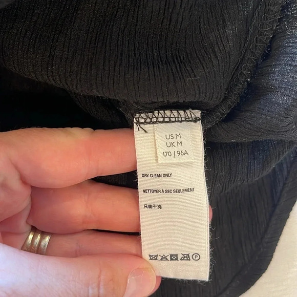 Free People Check‎ on It Black Pleated Wrap Top medium  OB1076865 EUC - Picture 6 of 8